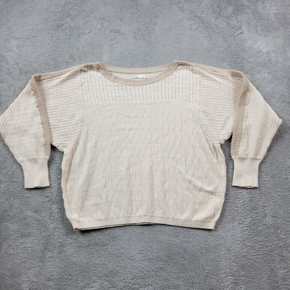 Prana Cream Textured Knit Pullover Sweater